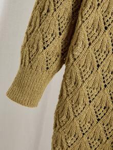SHEIN Frenchy Solid Drop Shoulder Cardigan - Camel - View 3