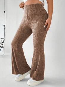 Flirla Hơn Dệt kim Marled Quần ống loe - màu nâu - Xem 6