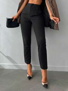 RueChic Solid Suit Trousers - Black - View 6
