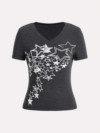 Grunge Punk T-shirt con stampa a stelle