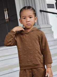 SHEIN Young Boy Dinosaur Embossed Hoodie - Brown - View 5
