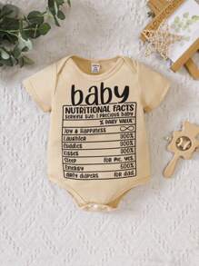 Baby Girl Letter Graphic Bodysuit - Khaki - View 1