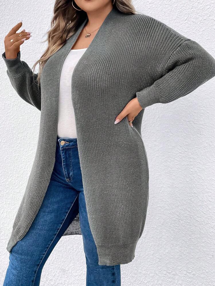 Plus Size Drop Shoulder Cardigan