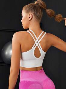 Powerista Crisscross Back Sports Brasports Bra For Women - White - View 5