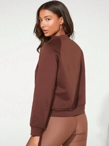 SHEIN BASICS 運動舒適毛絨絨女裝運動衫 - 鏽棕色 - 查看 3