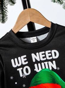 Young Boy Christmas Print Sweatshirt - Black - View 6