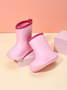 Girls Simple And Durable Rain Boots, Pink - Pink - View 5