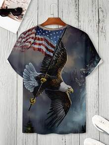 Manfinity LEGND 男士大码老鷹印花T恤 - 彩色 - 查看 4