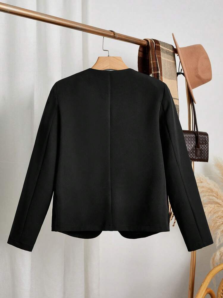 Zip Detail Open Front Coat Fall Cloth For Women