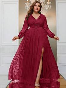 YISIKADO 加大洋裝 - 酒紅色 - 查看 3