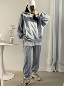 DAZY Chất rắn Thả vai Áo len & Quần nỉ - Màu xanh lam - Xem 7