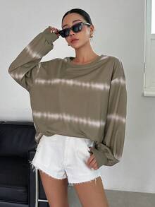 DAZY Tie Dye Drop Shoulder Sweatshirt - Green - View 6