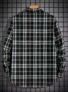 Manfinity RebelGame Men Plaid Print Shirt With Tie - Black and White - View 2