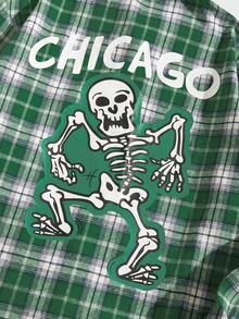 ROMWE MEN Street Life Guys Plaid & Skeleton Print Shirt - Multicolor - View 4