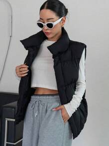 DAZY 女士加厚棉背心秋冬外套 - 黑色 - 查看 7