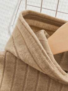 SHEIN Leap Crew Young Girl Cartoon Embroidery Hooded Dress - Khaki - View 3