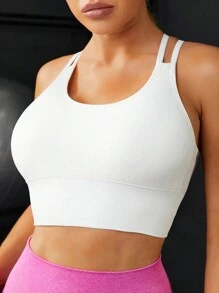 Powerista Crisscross Back Sports Brasports Bra For Women - White - View 4