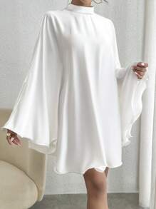 Firerie Solid Backless Kimono Sleeve Backless Dress - White - View 2