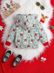 Bebé niño Chaqueta térmica con capucha y cremallera con estampado de dibujos animados - Multicolor - Ver 2