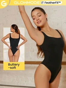 GLOWMODE FeatherFit™ Square Neck Bodysuit - Black - View 12