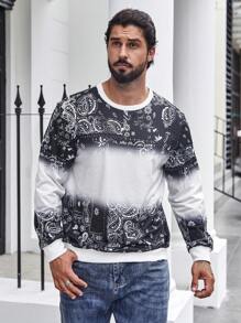 Manfinity Homme Men Plus Paisley Print Sweatshirt - Black - View 1