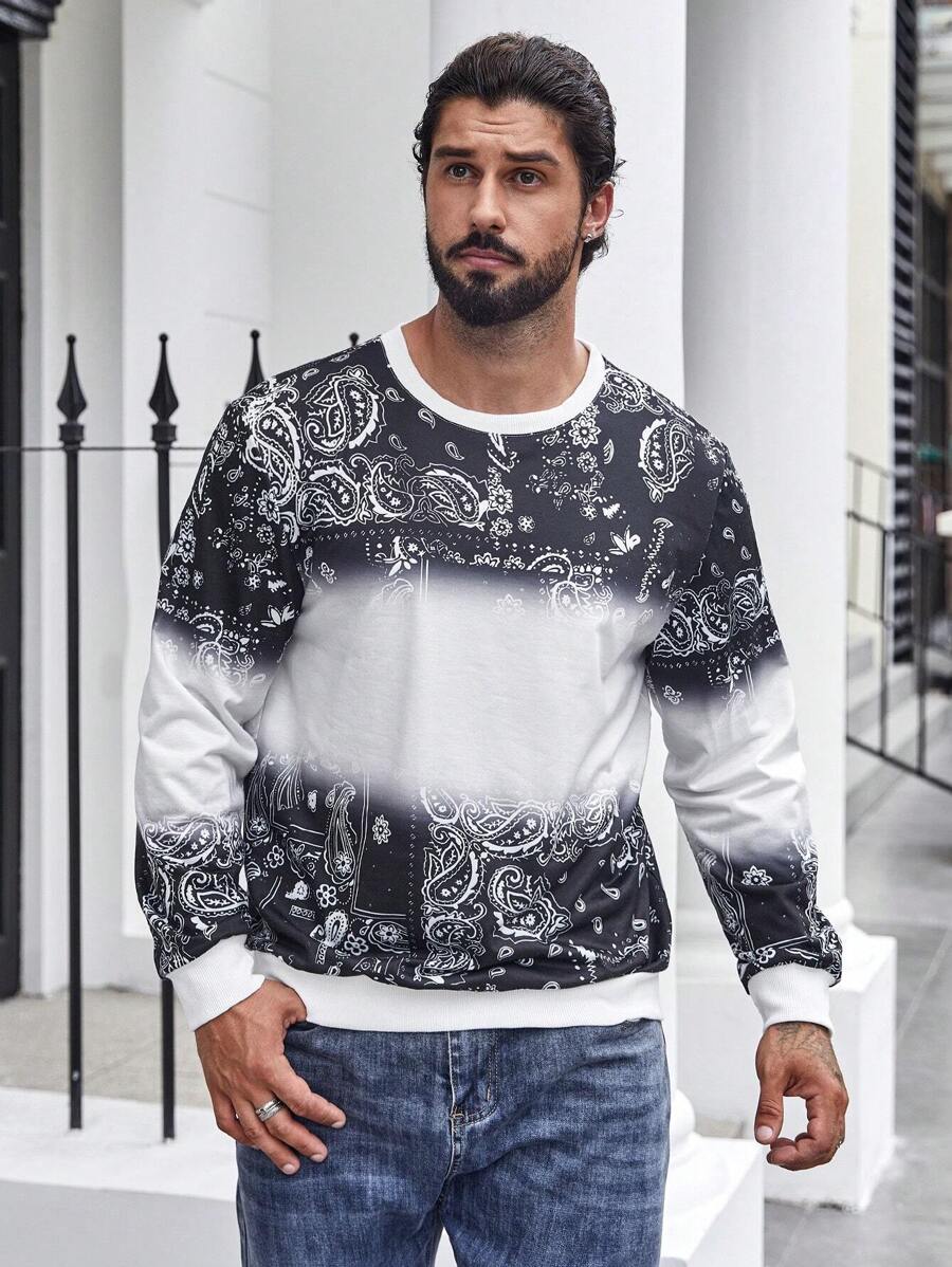 Manfinity Homme Men Plus Paisley Print Sweatshirt - Black - View 1