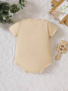Baby Girl Letter Graphic Bodysuit - Khaki - View 2