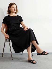 SheIn BIZ Của phụ nữ Đúng mốt Dép phẳng , Giải trí Và Thoải mái Cho mùa hè - màu đen - Xem 3