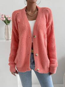 RueChic Cardigan mit Drop Shoulder Knopf vorne,