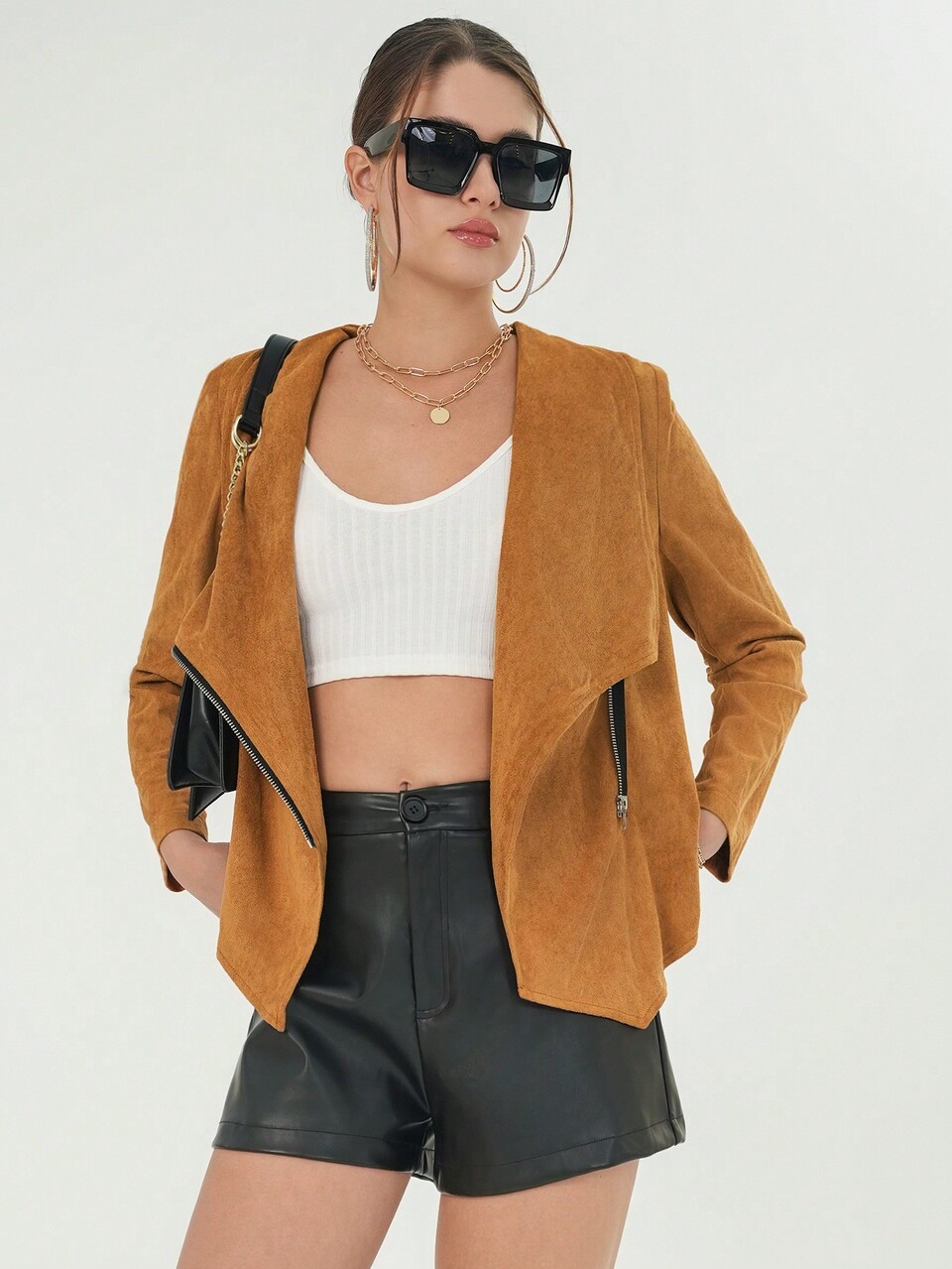 Waterfall Collar Open Front Coat
