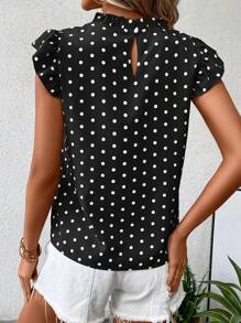 SHEIN Clasi Polka Dot Print Butterfly Sleeve Blouse