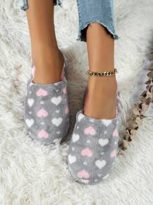 Fall/Winter Casual Home Slippers, Women's Fashionable Indoor Slippers, Bedroom Slippers For Women,Fluffy Slippers - Grey - View 2
