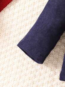 Baby Boy Double Breasted Borg Collar Jacket & Plaid Print Pants