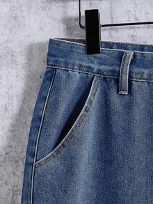 Manfinity EMRG Loose Fit Men's Cargo Jeans With Flap Pockets And Side Pockets - Blue - View 4