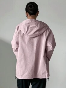 DAZY Dây kéo Dây rút Áo trùm đầu - Hồng - Xem 2