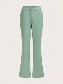 SHEIN MOD 牛仔喇叭褲 - 薄荷綠 - 查看 1