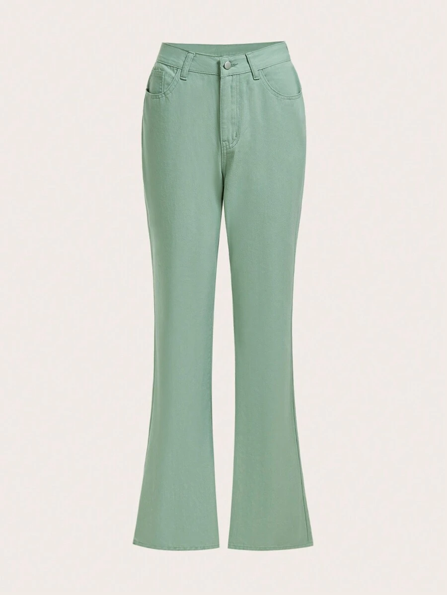 SHEIN MOD 牛仔喇叭褲 - 薄荷綠 - 查看 1
