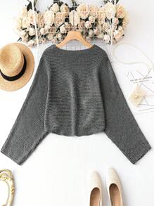 SHEIN LUNE Plus Omlott Kors Framtill Beskuren Tröja - Mörkgrå - Visa 2