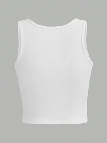 BUTTERFLY 標語卡通貓圖案背心 - 白色 - 查看 2