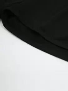 INAWLY Letter Graphic Drawstring Waist Track Shorts - Black - View 4