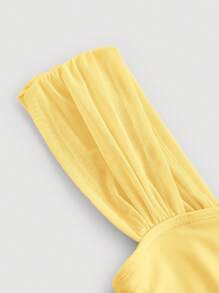 SHEIN MOD Solid Ruched Crop Wide Straps Slim Fit Top