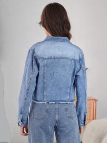 Teen Girls Denim Jackets & Coats - Medium Wash - View 2