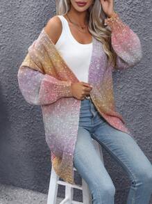 SHEIN Essnce Áo Cardigan trễ vai Ombre - Nhiều màu - Xem 7