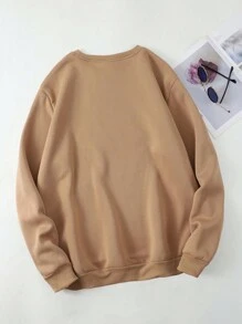 INAWLY Plus Panda And Butterfly Print Thermal Lined Sweatshirt, For Winter Pullover Fall Outfit