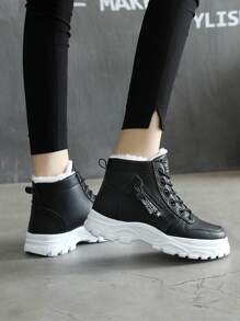 2023 nuevo moda de mujeres cómodo con cordón punta redonda deportivo con casual Zapatos con felpa cálida Botas de nieve