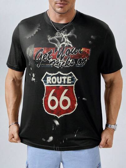 Manfinity Homme Men Plus Letter Graphic Tee