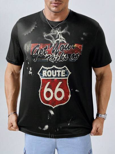 Manfinity Homme Men Plus Letter Graphic Tee