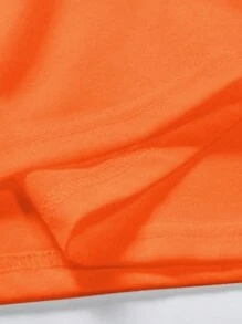 Manfinity Homme Men Letter Graphic Tee & Drawstring Waist Shorts - Orange - View 3