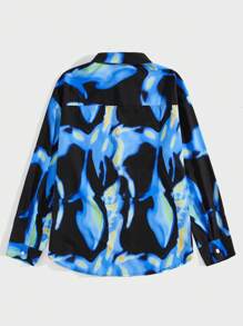 ROMWE MEN Street Life Men Allover Print Pocket Front Shirt - Multicolor - View 2