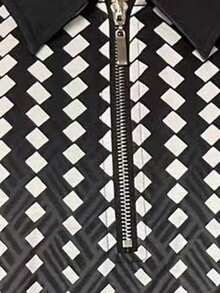 Manfinity Homme Men Plus Geo Print Polo Shirt & Shorts - Black - View 3